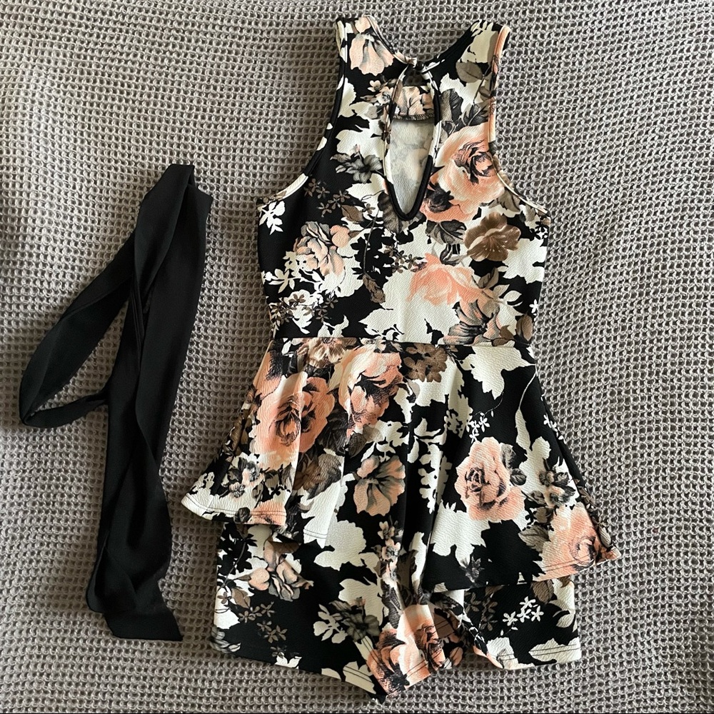 Floral Romper, High-Neck